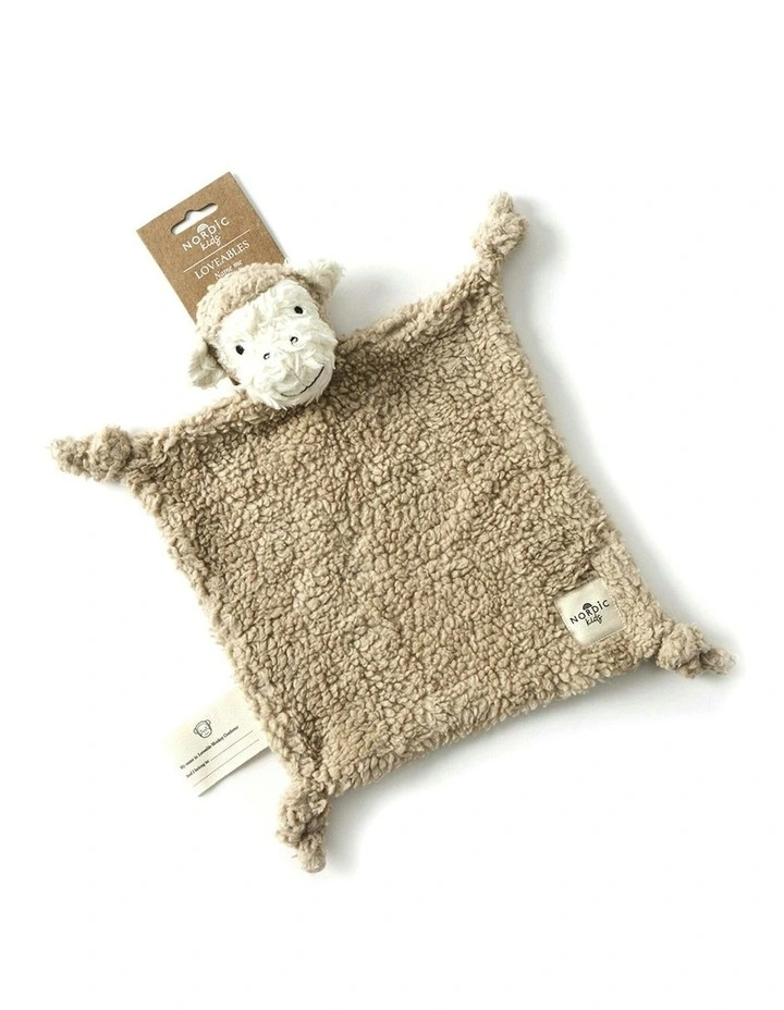 Loveable Monkey Plush Comforter 25x25cm in Brown image 1