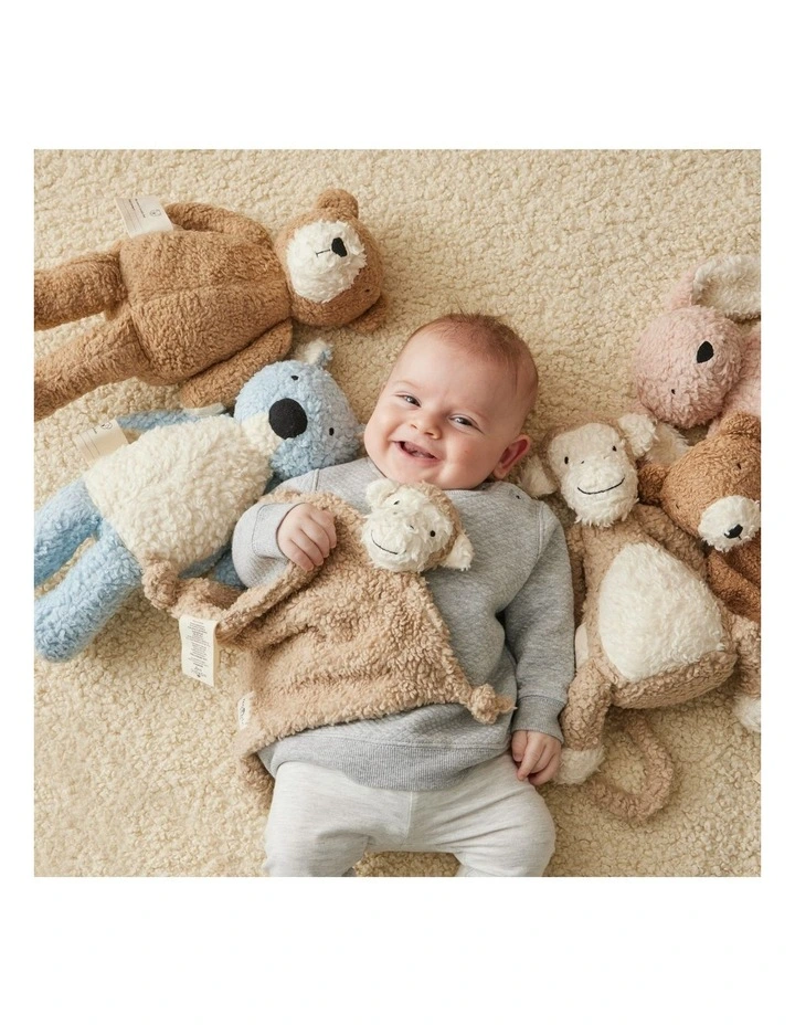 Loveable Monkey Plush Comforter 25x25cm in Brown image 2