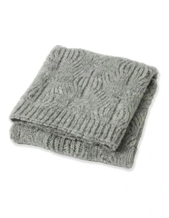 Florence Wool Blend Knit Blanket in Grey