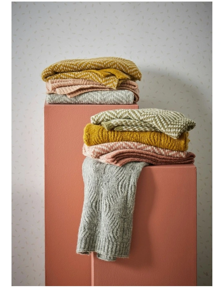 Florence Wool Blend Knit Blanket in Grey image 2