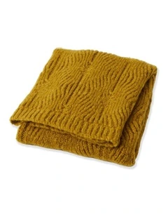 Florence Wool Blend Knit Blanket in Mustard
