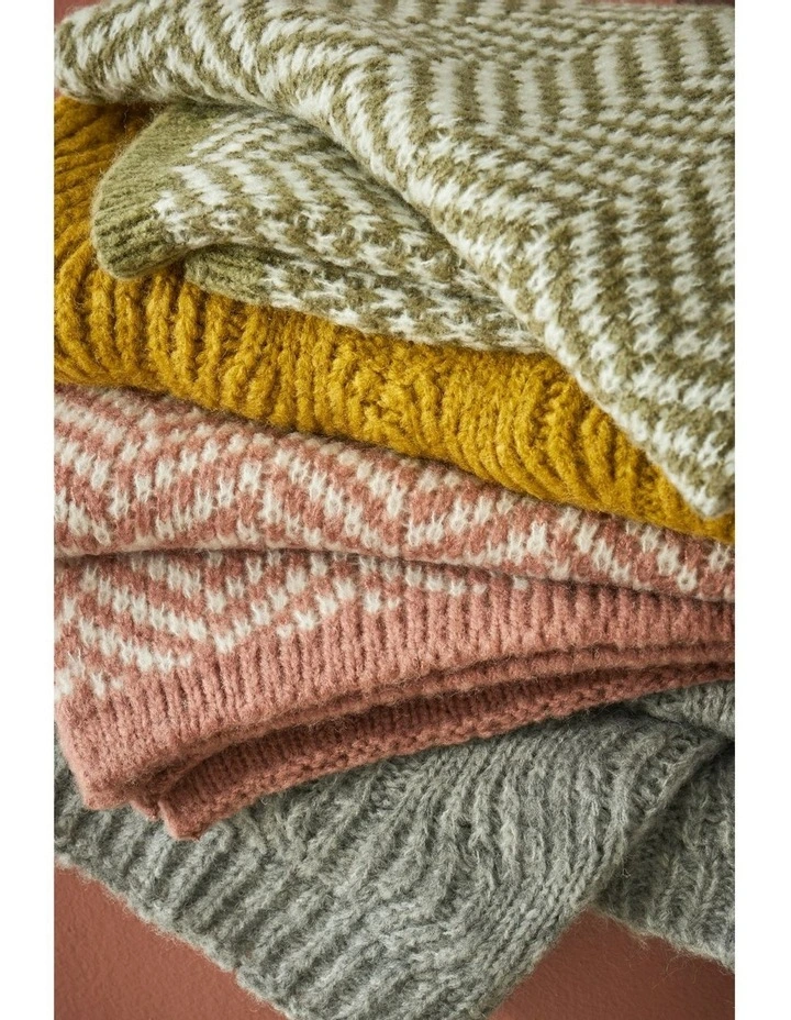 Florence Wool Blend Knit Blanket in Mustard image 2