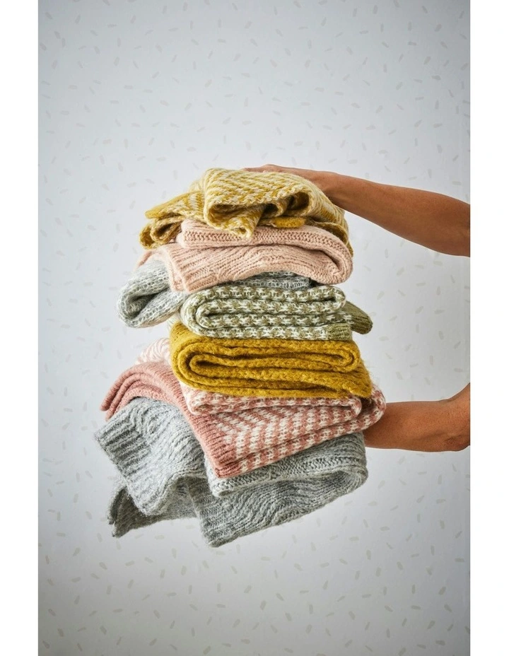 Florence Wool Blend Knit Blanket in Mustard image 3