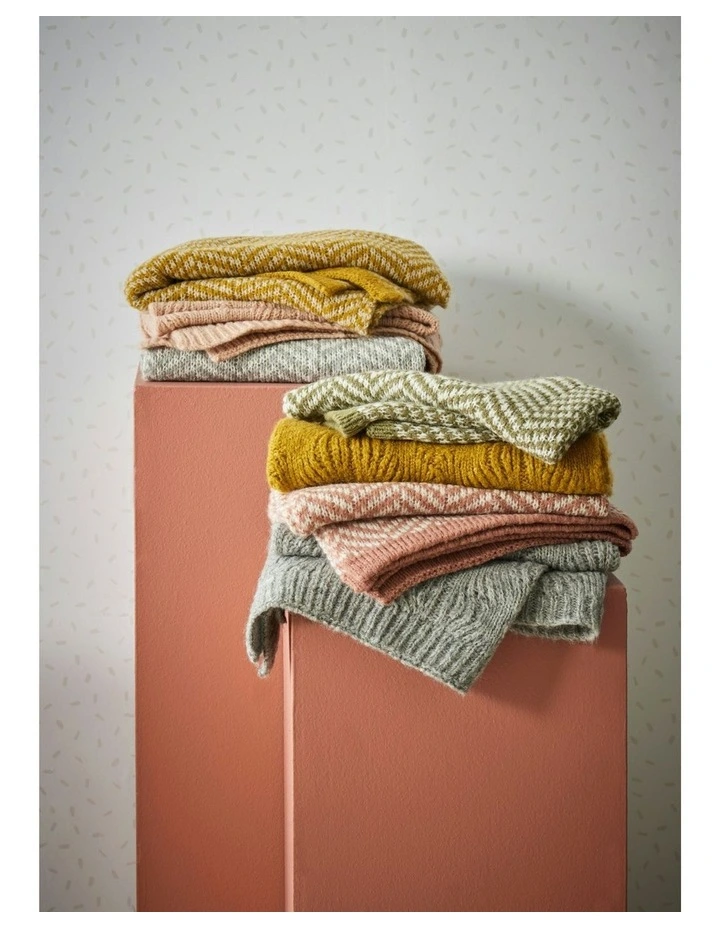 Florence Wool Blend Knit Blanket in Mustard image 4