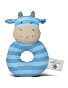 Cotton Mr Moo Teething Rattle 0m  13cm