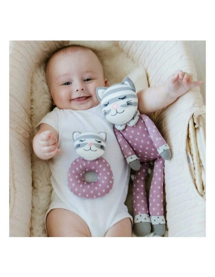 Cotton Teething The Kitty Rattle Maude Toy 13cm image 2