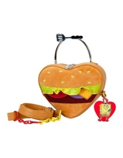 Krabby Patty Plush Crossbody Bag 9x7.3in in Multi