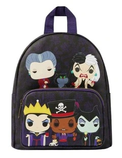 Vegan Leather Villains Front Zipper Pocket Full Size Backpack in Black