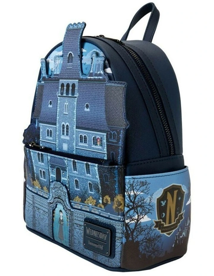 Nevermore Academy Leather Mini Backpack in Blue image 3