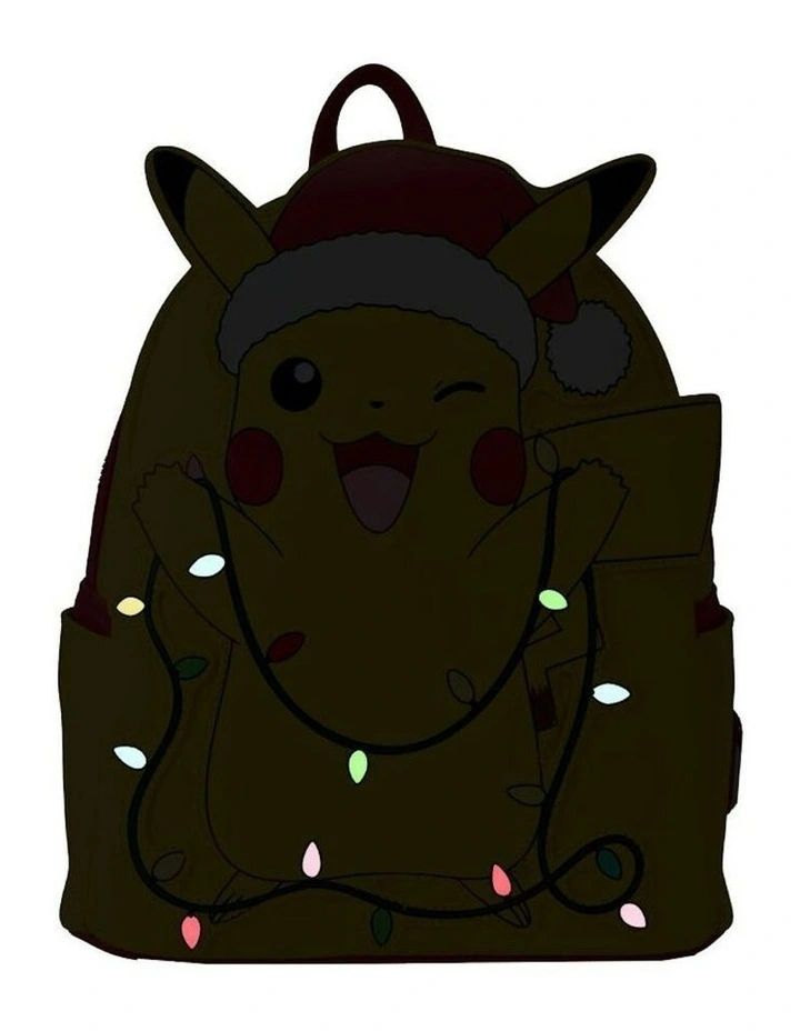 Holiday Pikachu Light-Up Mini Backpack 23x27cm in Yellow image 2