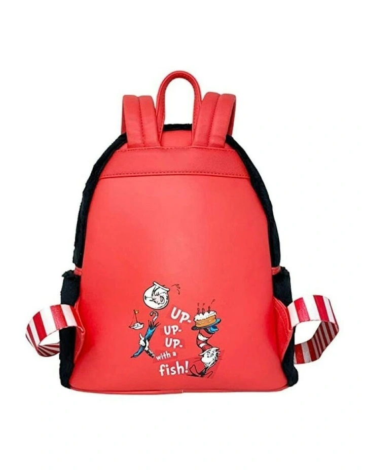 Cat in the Hat Faux Fur Cosplay Plush Backpack 23x26cm (12+ years) in Multi image 2