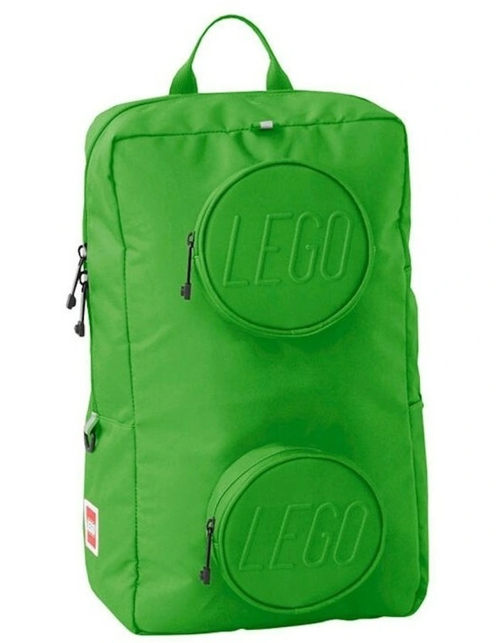 School/Office Zippered Brick 1x2 Backpack 40cm in Bright Green image 1
