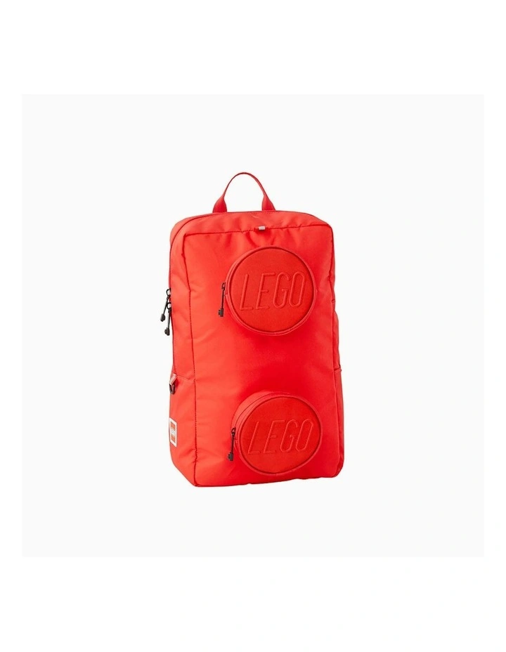 School/Office Zippered Brick 1x2 Backpack 40cm in Bright Red image 1