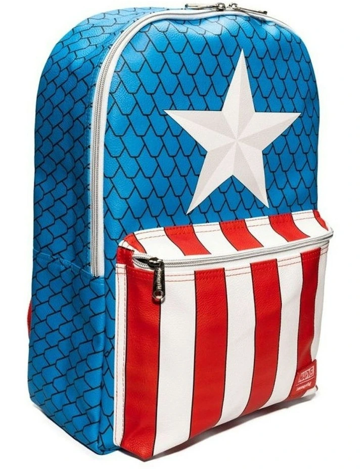 Faux Leather Adjustable Costume Mini Backpack with Pin 50cm in Multi image 3