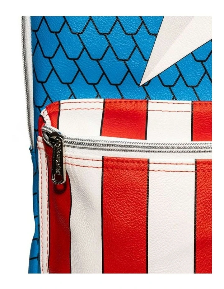 Faux Leather Adjustable Costume Mini Backpack with Pin 50cm in Multi image 7
