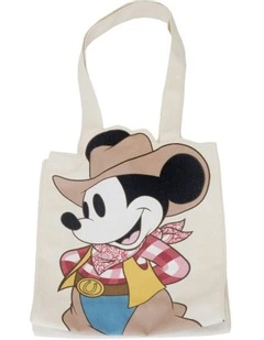 Western Mickey Canvas Shoulder Tote Bag 35.6cm in Multi