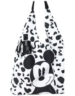 Mickey Mouse Canvas Shopper Shoulder Bag in White/Black