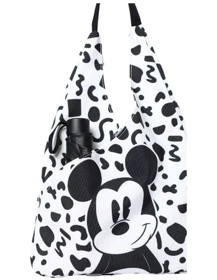 Mickey Mouse Canvas Shopper Shoulder Bag in White/Black image 1