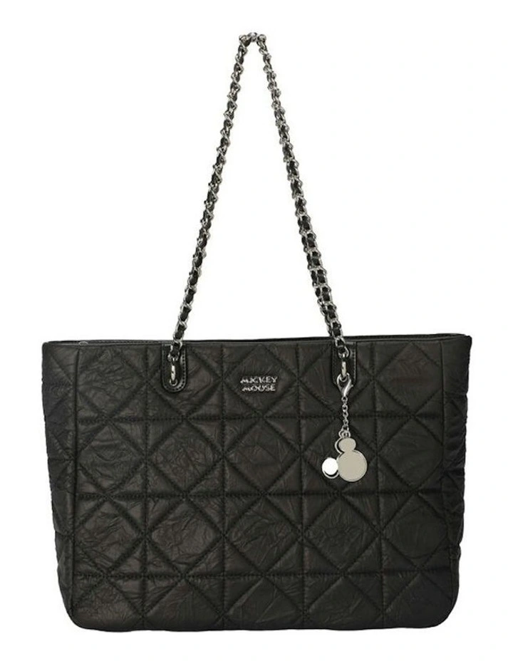 Mickey Large Quilted Tote Bag 35x27cm in Black image 1