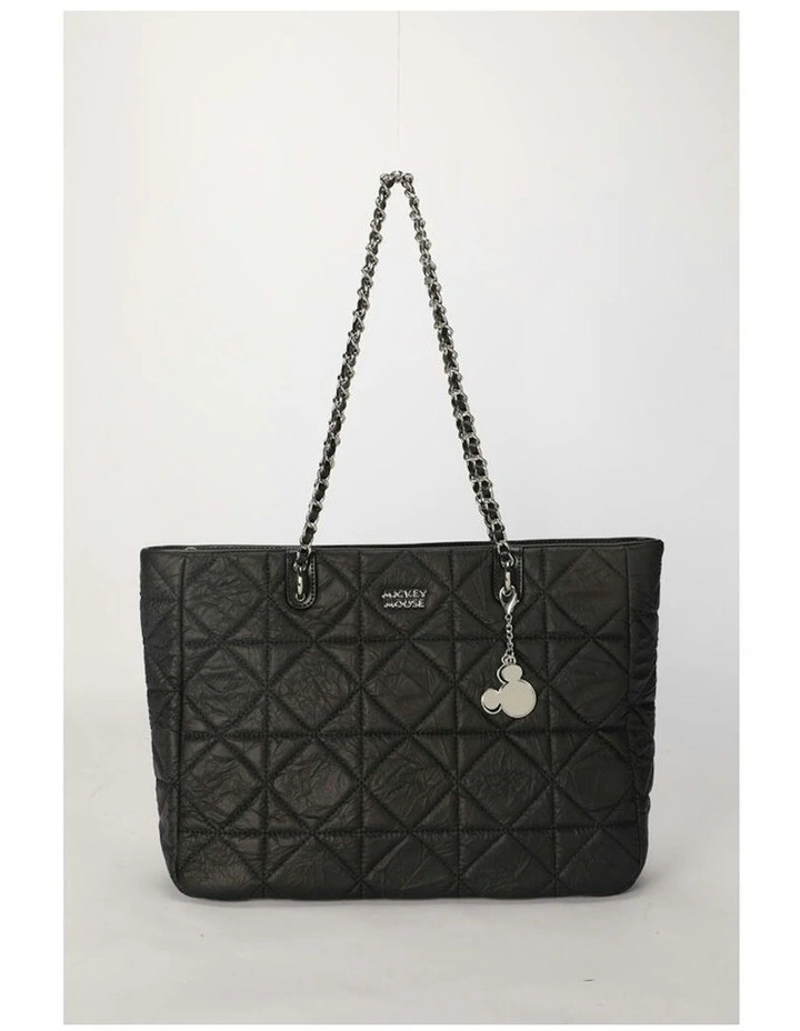Mickey Large Quilted Tote Bag 35x27cm in Black image 2