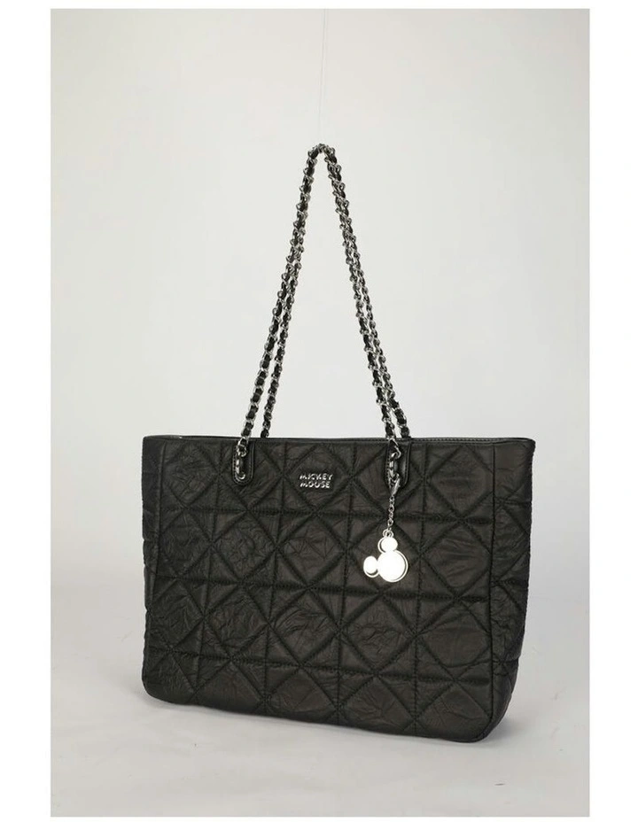 Mickey Large Quilted Tote Bag 35x27cm in Black image 3