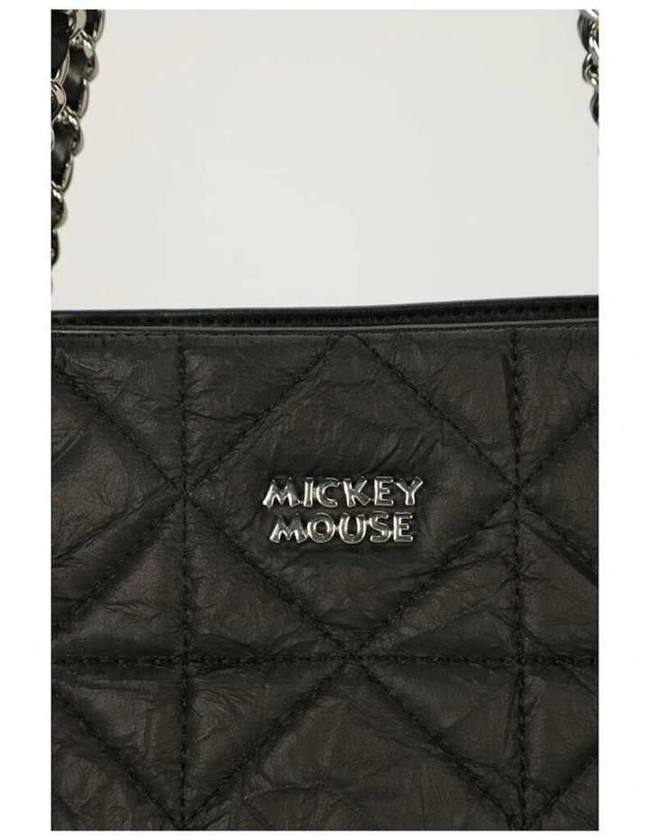 Mickey Large Quilted Tote Bag 35x27cm in Black image 7