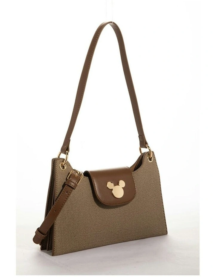 Mickey Canvas Small Tote Bag 25.5x17cm in Light Brown image 5