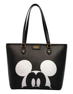 Mickey Large PU Leather Tote Bag 37x27cm in Black