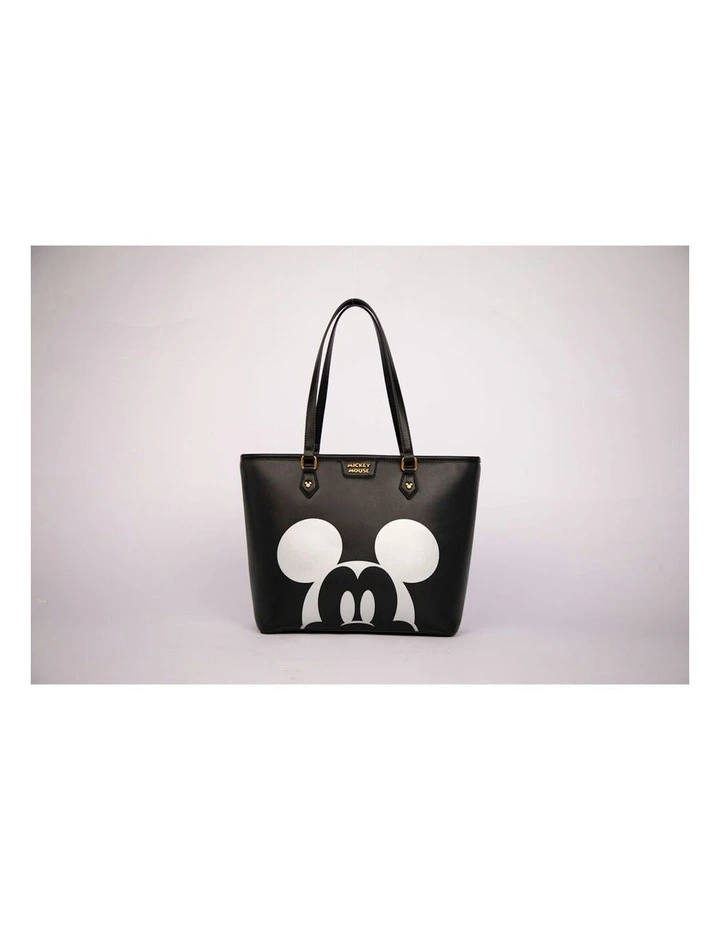 Mickey Large PU Leather Tote Bag 37x27cm in Black image 3