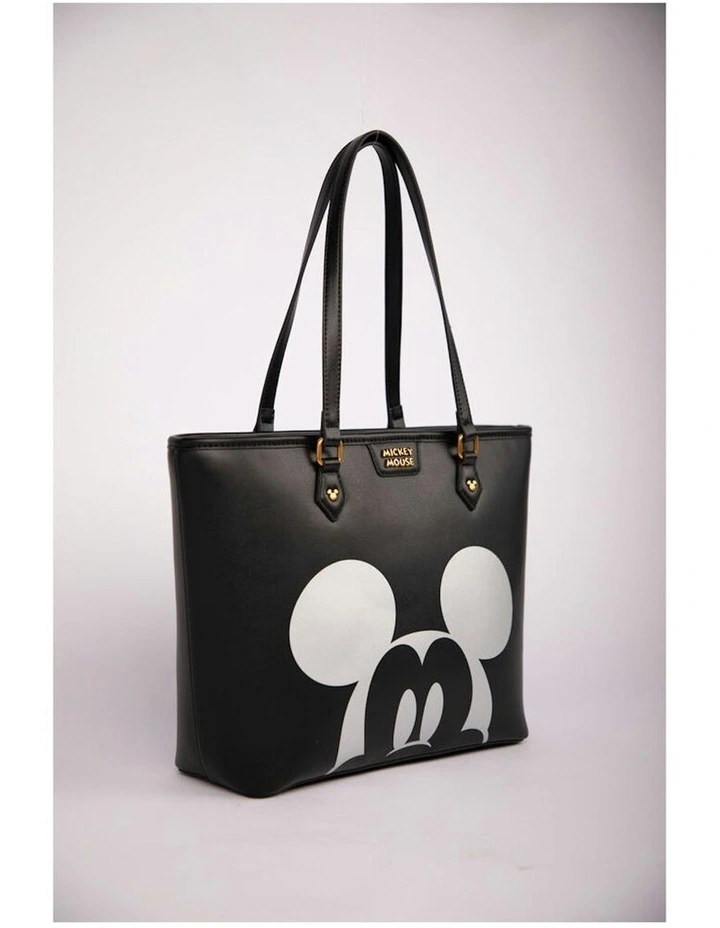 Mickey Large PU Leather Tote Bag 37x27cm in Black image 4