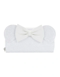 Minnie Mouse Sequin Wedding Zip Purse in White