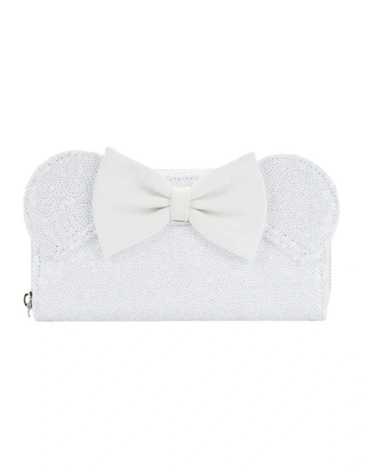 Minnie Mouse Sequin Wedding Zip Purse in White image 1