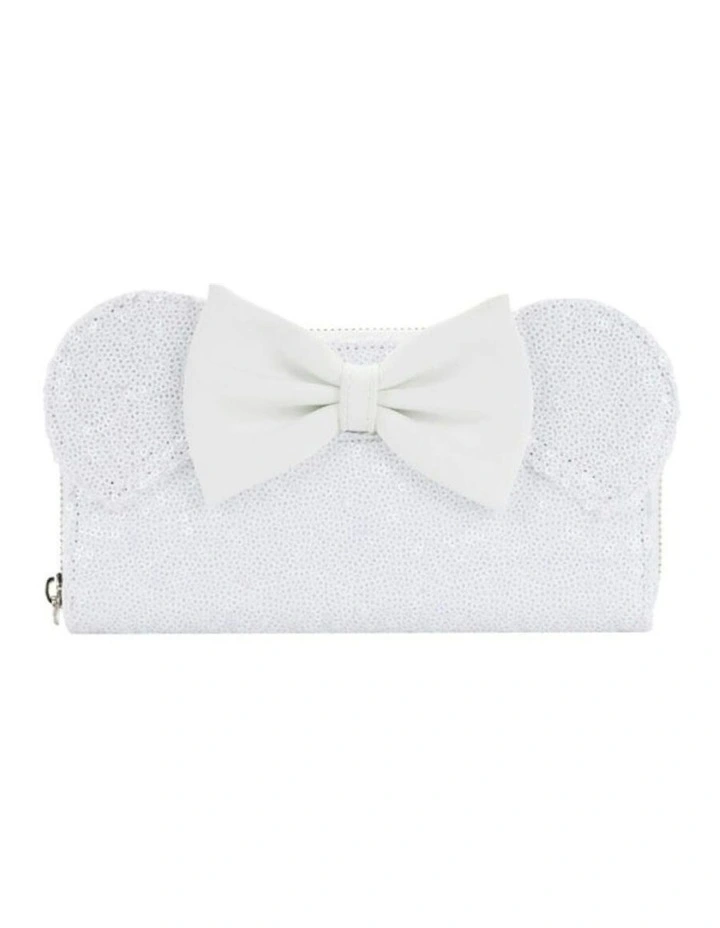 Minnie Mouse Sequin Wedding Zip Purse in White image 2