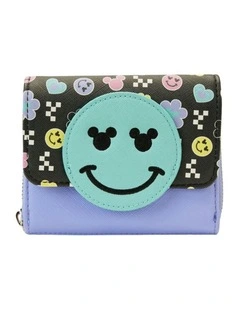 Mickey Y2K Flap Zip Around Purse 4x5in in Multi