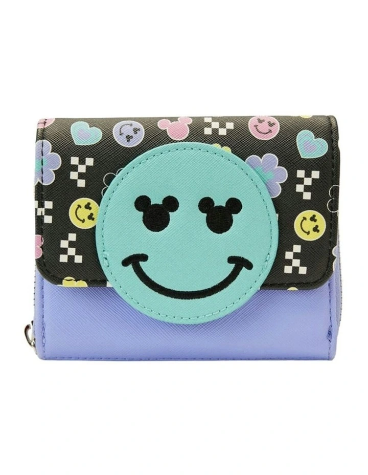 Mickey Y2K Flap Zip Around Purse 4x5in in Multi image 1