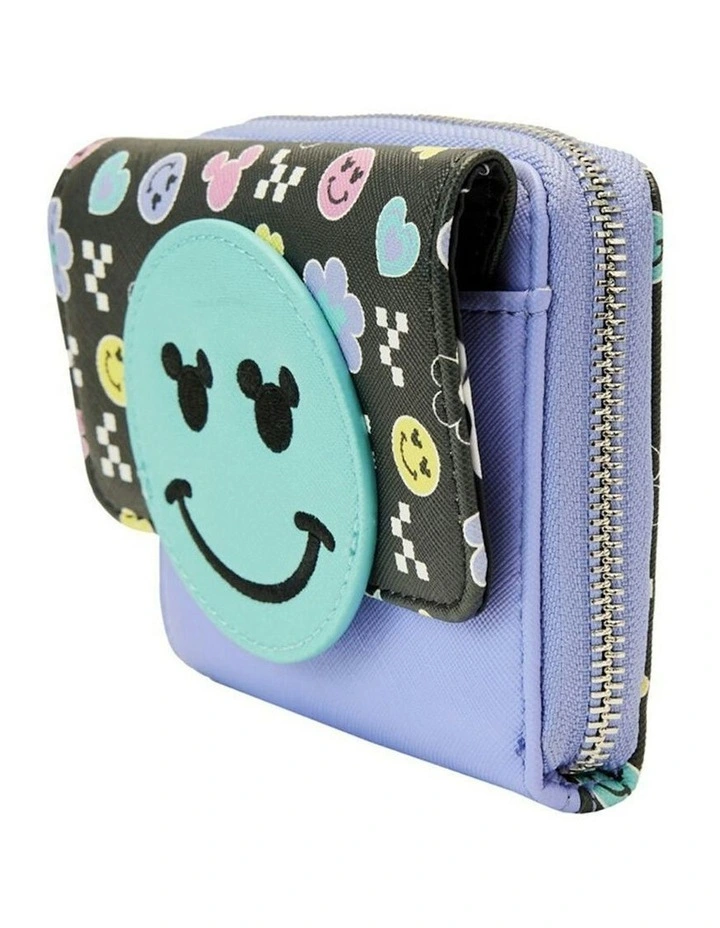 Mickey Y2K Flap Zip Around Purse 4x5in in Multi image 2