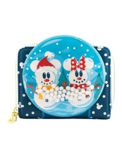 Mickey Mouse Snowman Snow Globe Money Purse in Blue