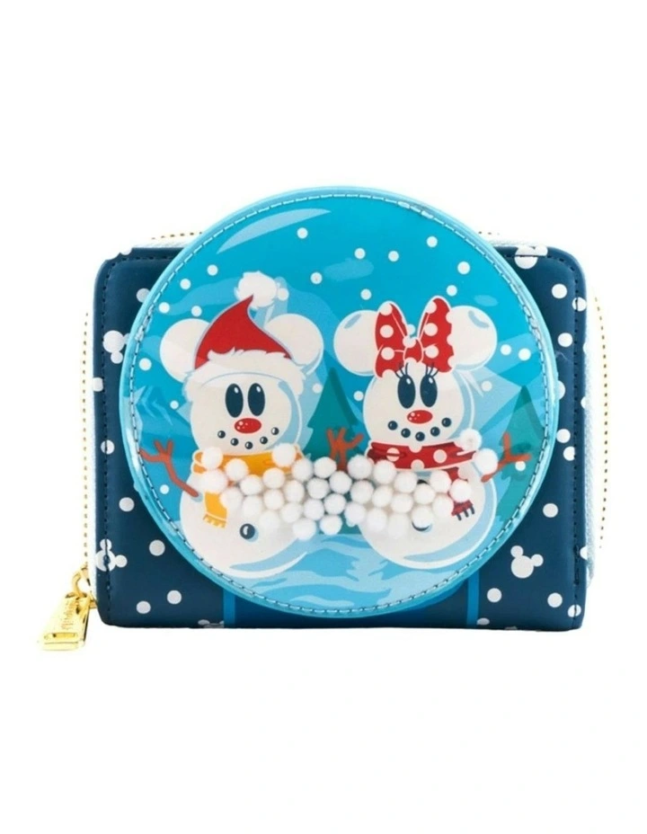 Mickey Mouse Snowman Snow Globe Money Purse in Blue image 1