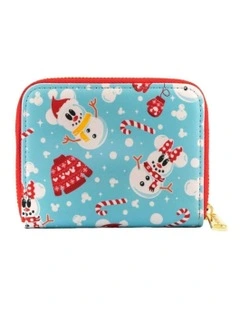 Mickey Mouse Snowman Zip Around Money Purse in Blue