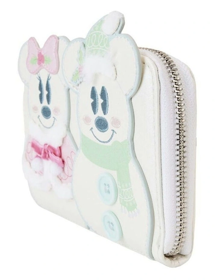 Mickey And Minnie Pastel Snowman Zip Wallet 6x4cm in Multi image 2