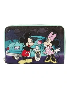 Mickey And Minnie Date Drive-In Zip Wallet 6x4cm in Multi