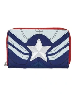 Captain America Zip Leather Purse 6x4cm in Multi