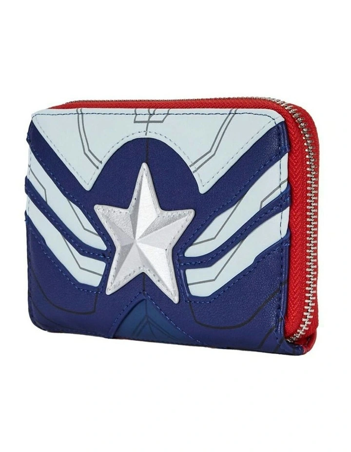 Captain America Zip Leather Purse 6x4cm in Multi image 2