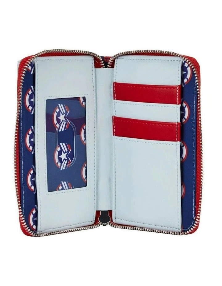 Captain America Zip Leather Purse 6x4cm in Multi image 3