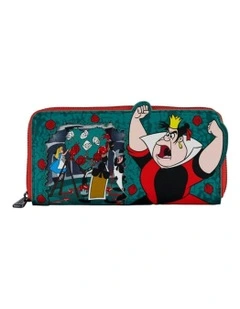 Faux Leather Queen Of Hearts Zip Around Purse in Multi