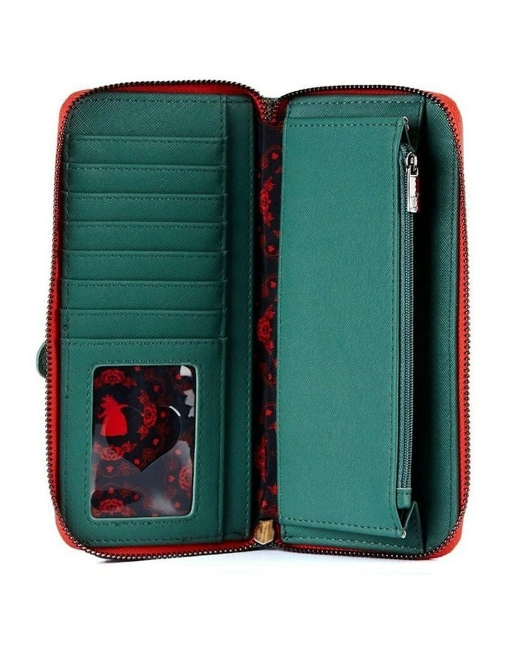Faux Leather Queen Of Hearts Zip Around Purse in Multi image 3