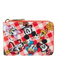 Faux Leather Picnic Accordion Zip Closure Wallet 4.25x2.75 in Multi
