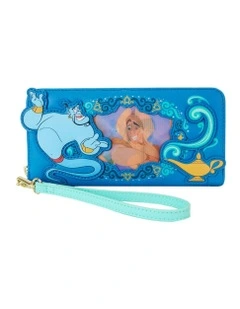 Princess Jasmine Leather Zip Around Wristlet Wallet 8x4 in Multi