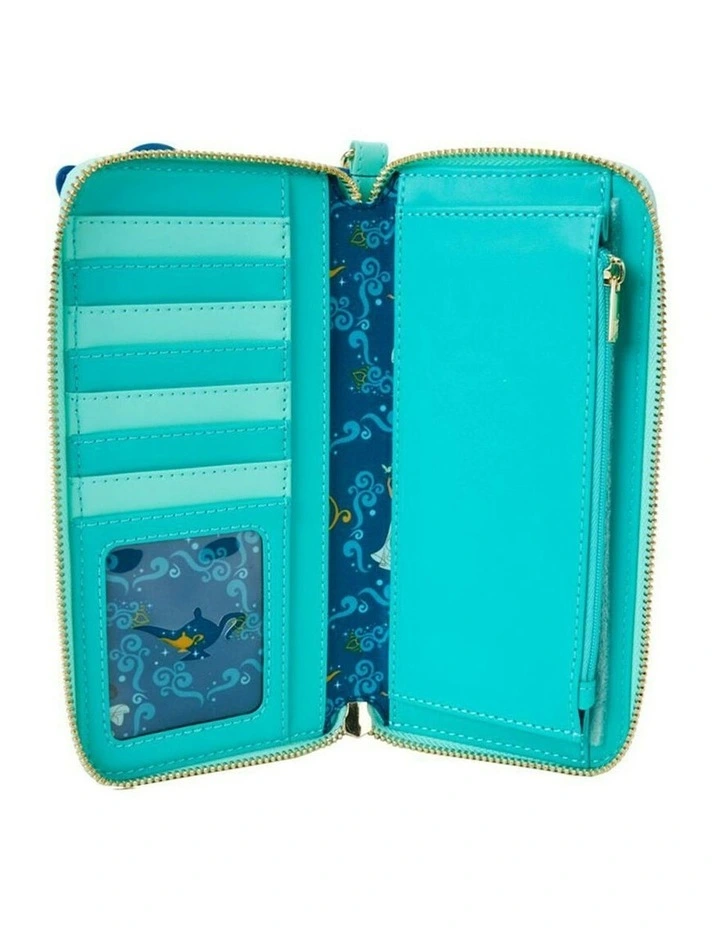 Princess Jasmine Leather Zip Around Wristlet Wallet 8x4 in Multi image 5