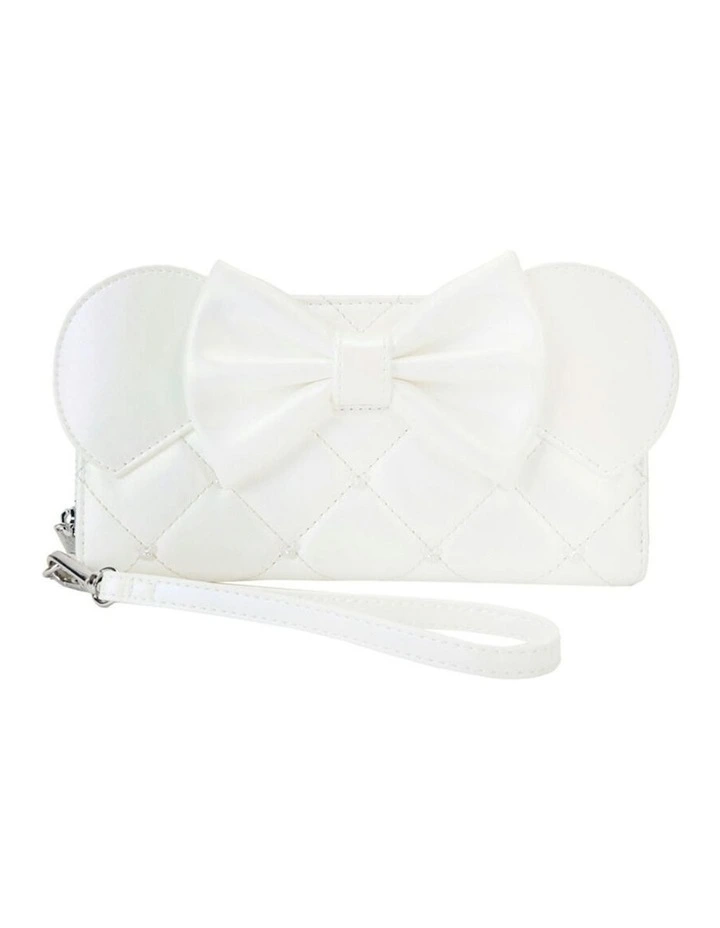 Irredescent Wedding Leather Zip Around Wristlet Wallet 8x4 in White image 1